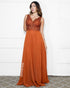 VESTIDO DECOTE V RENDA BORDADO VESTIDO DE FESTA PETRA FINA TERRACOTA P